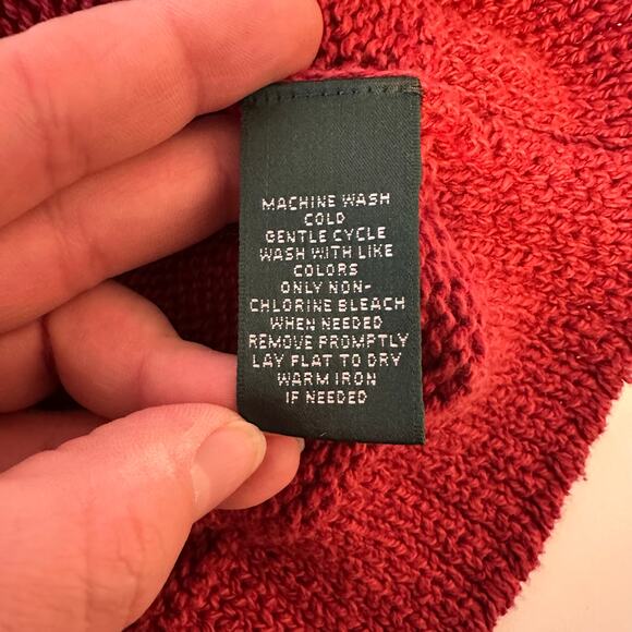 Ralph Lauren Jeans Company Pullover Linen Cotton Blend Sweater Size XL Red - Picture 7 of 7